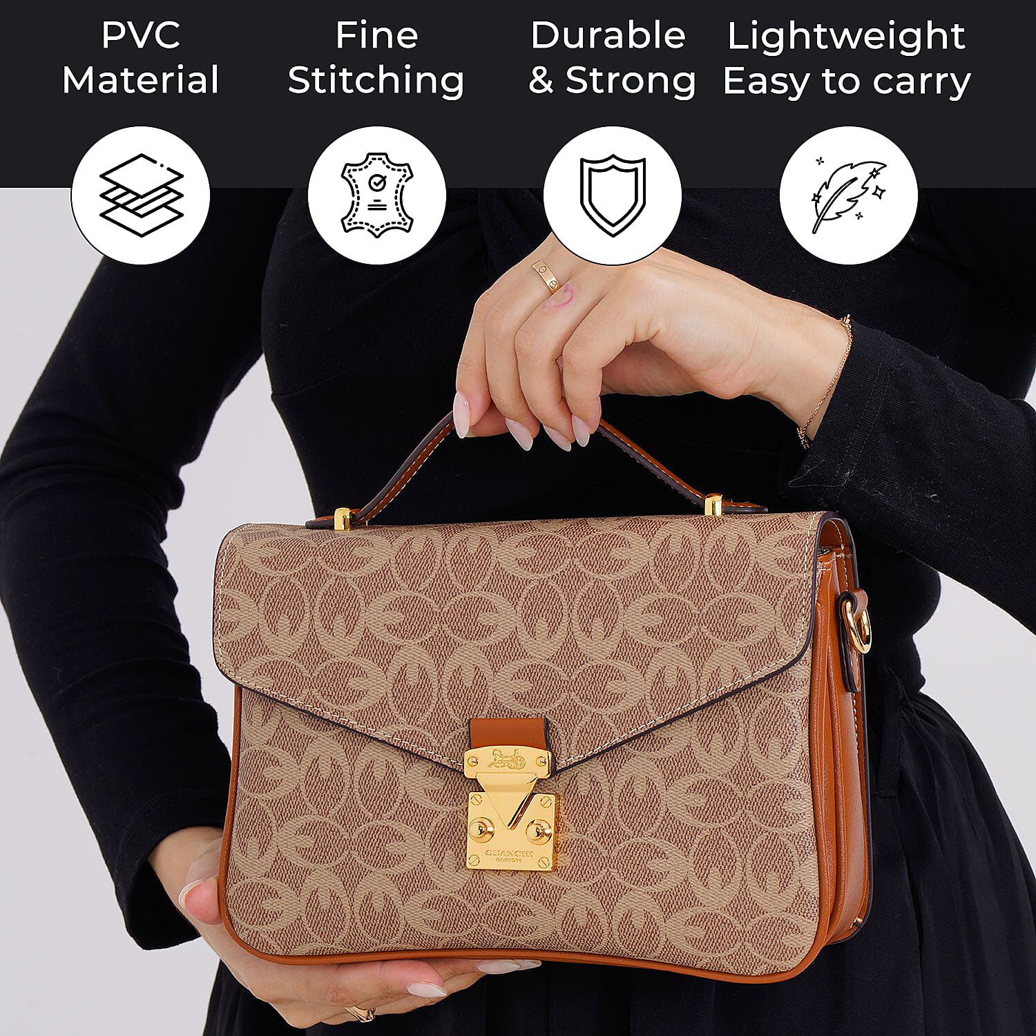 GUANCHI Crossbody Bag with Shoulder Strap - Brown
