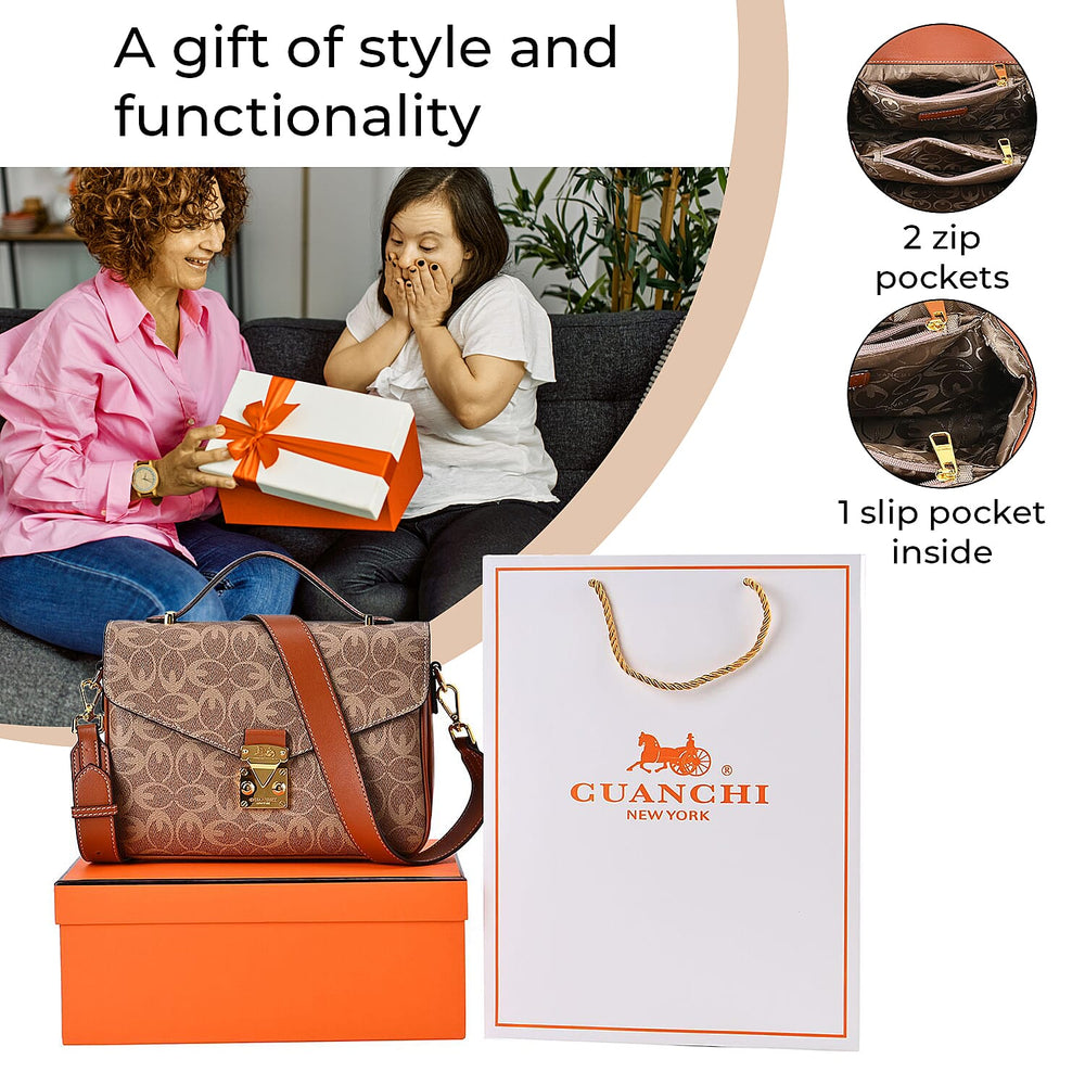 GUANCHI Crossbody Bag with Shoulder Strap - Brown