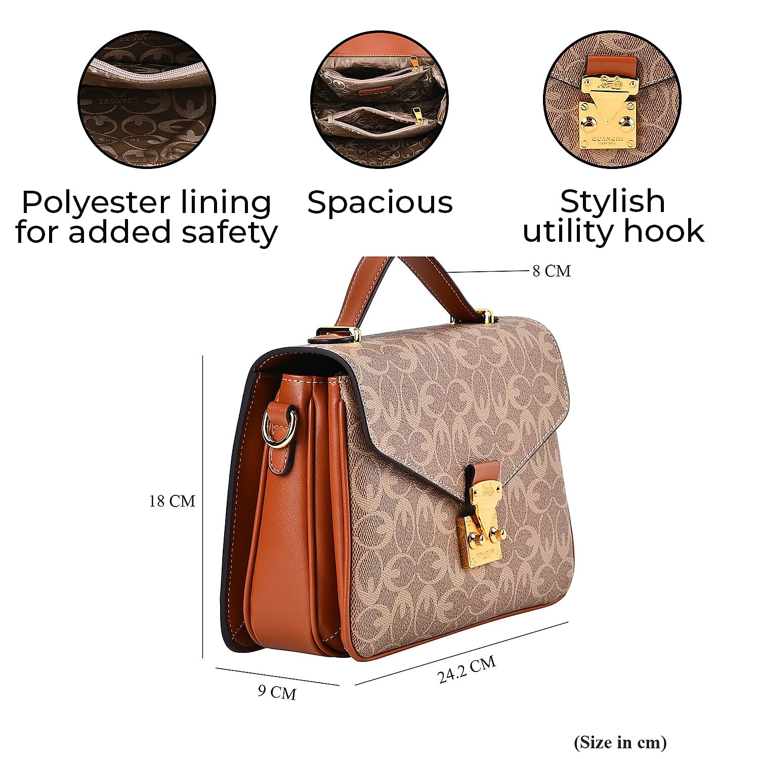 GUANCHI Crossbody Bag with Shoulder Strap - Brown