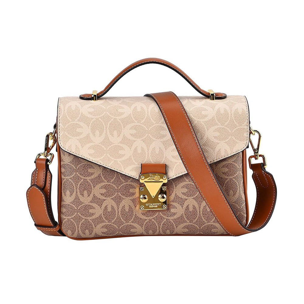 GUANCHI Crossbody Bag with Shoulder Strap - Off White & Brown
