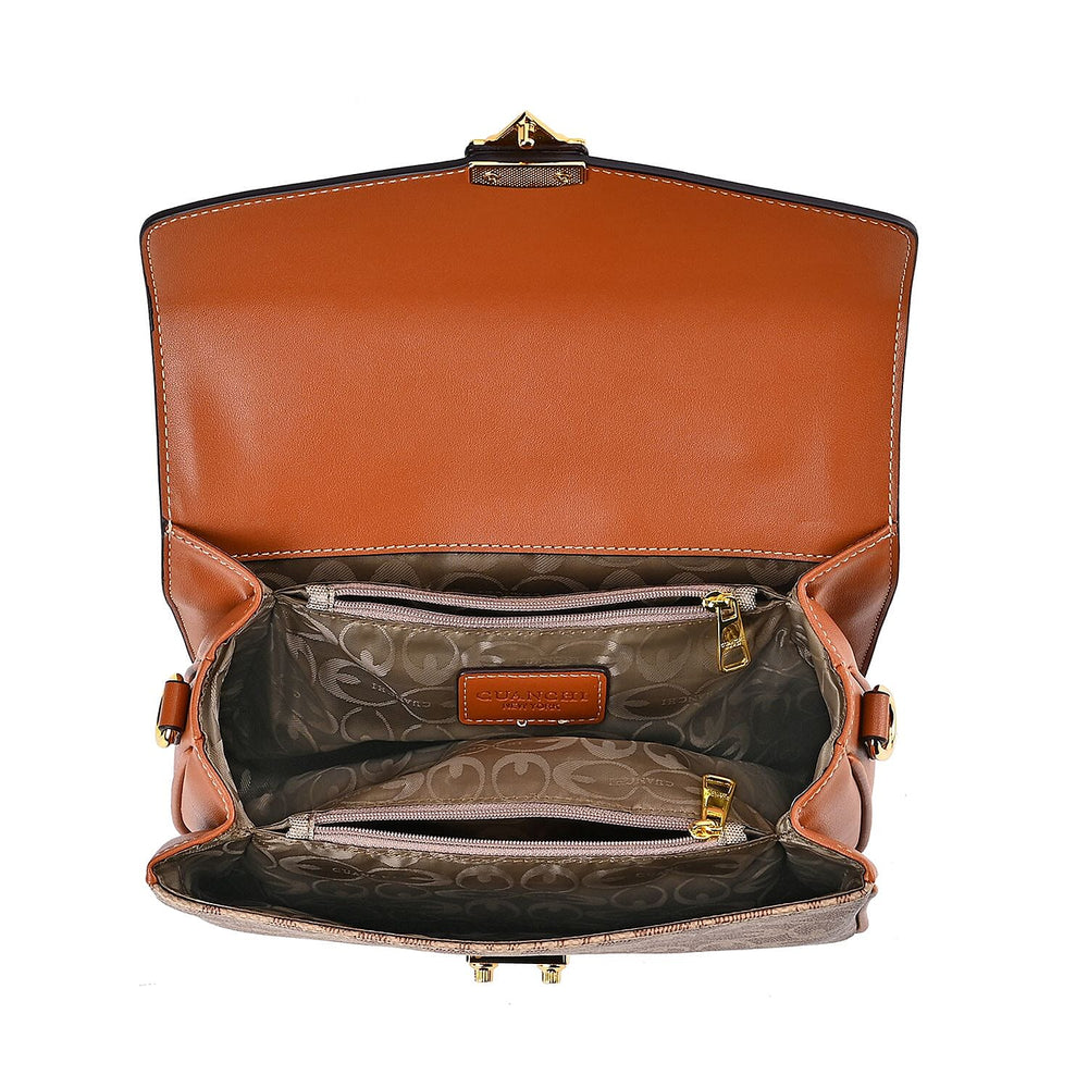 GUANCHI Crossbody Bag with Shoulder Strap - Off White & Brown