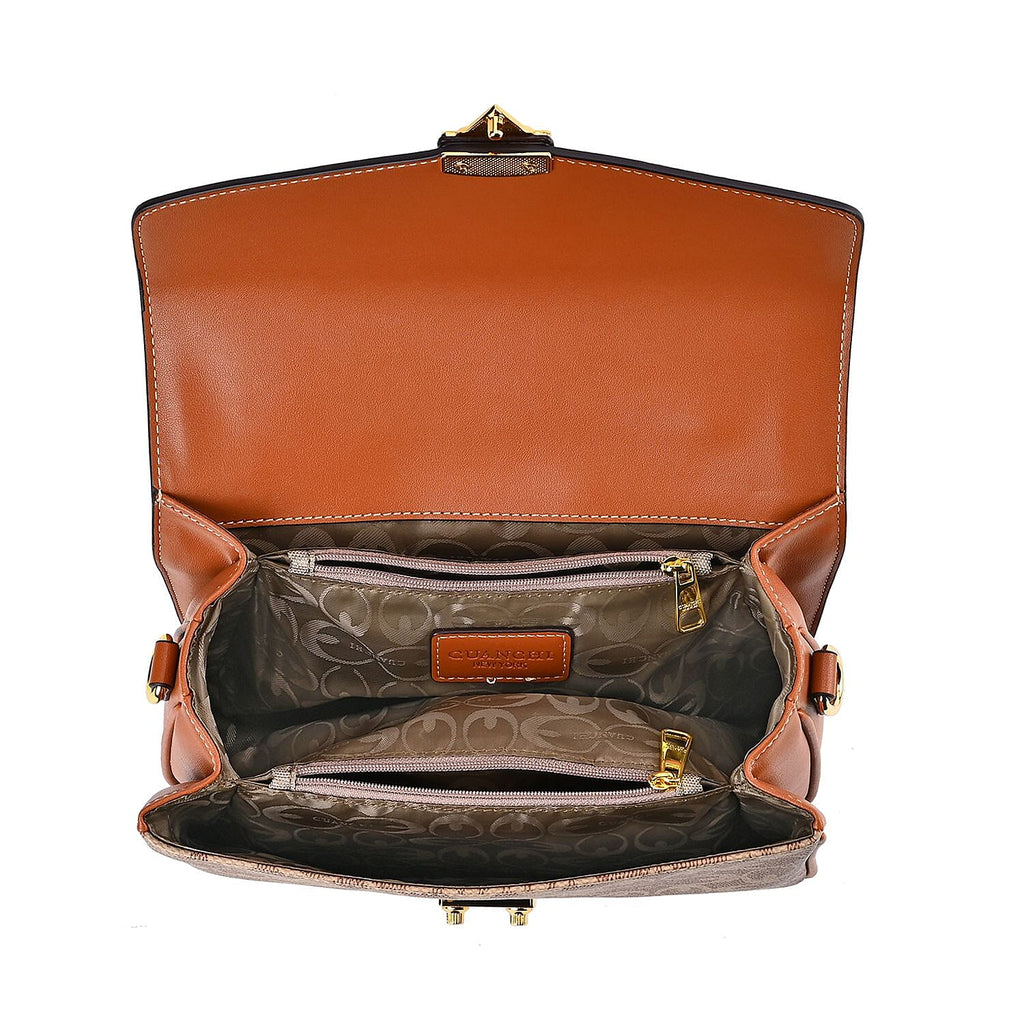 GUANCHI Crossbody Bag with Shoulder Strap - Off White & Brown
