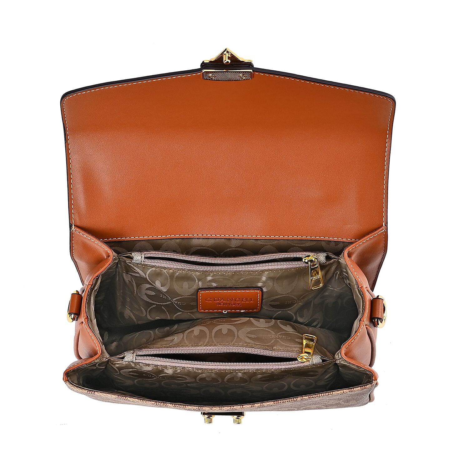 GUANCHI Crossbody Bag with Shoulder Strap - Off White & Brown