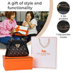 GUANCHI Crossbody Bag with Handle Drop - Dark Coffee - Black
