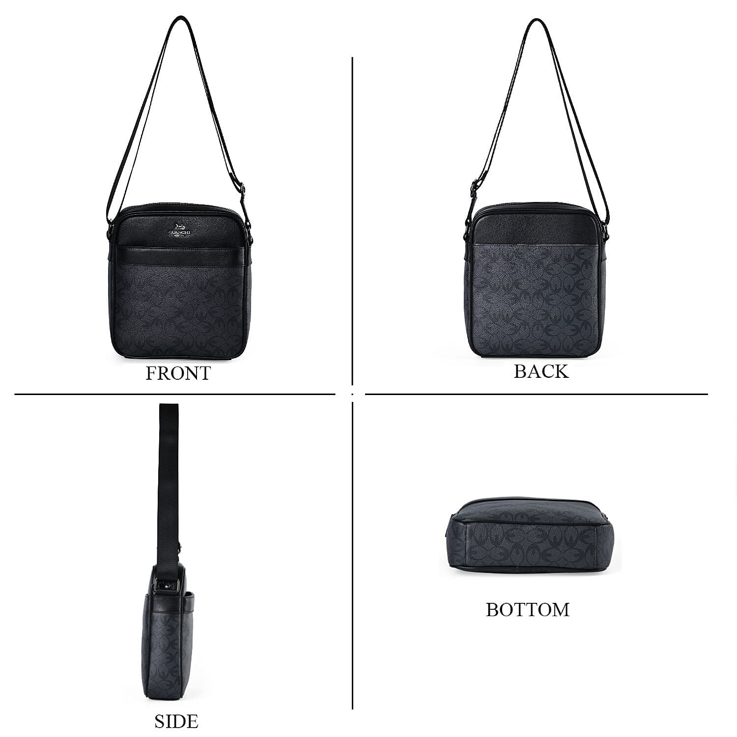 GUANCHI Oval Crossbody Bag with Shoulder Strap - Grey & Black