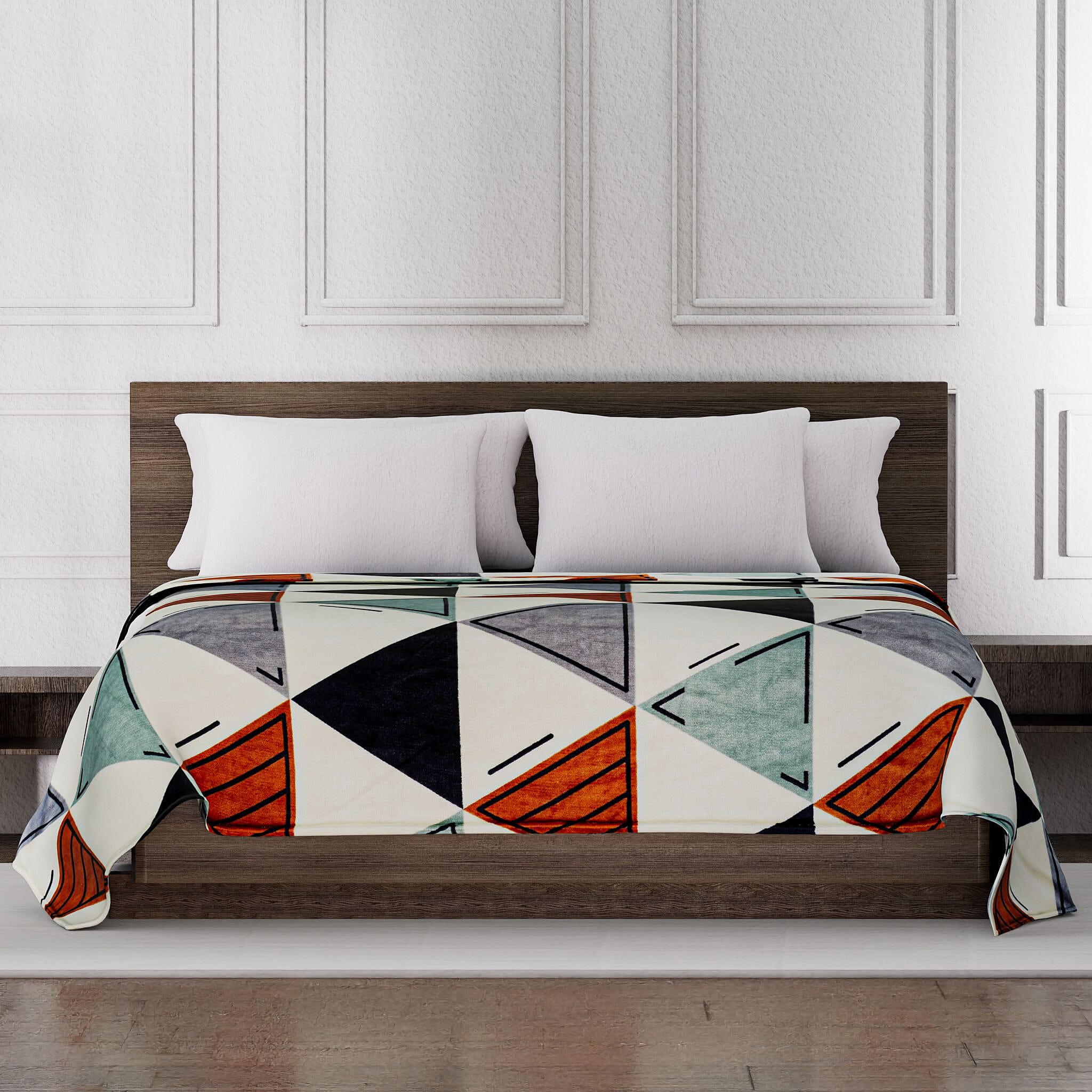 Flannel Printed Blanket (Size 200x1 cm) - Beige & Multicolor