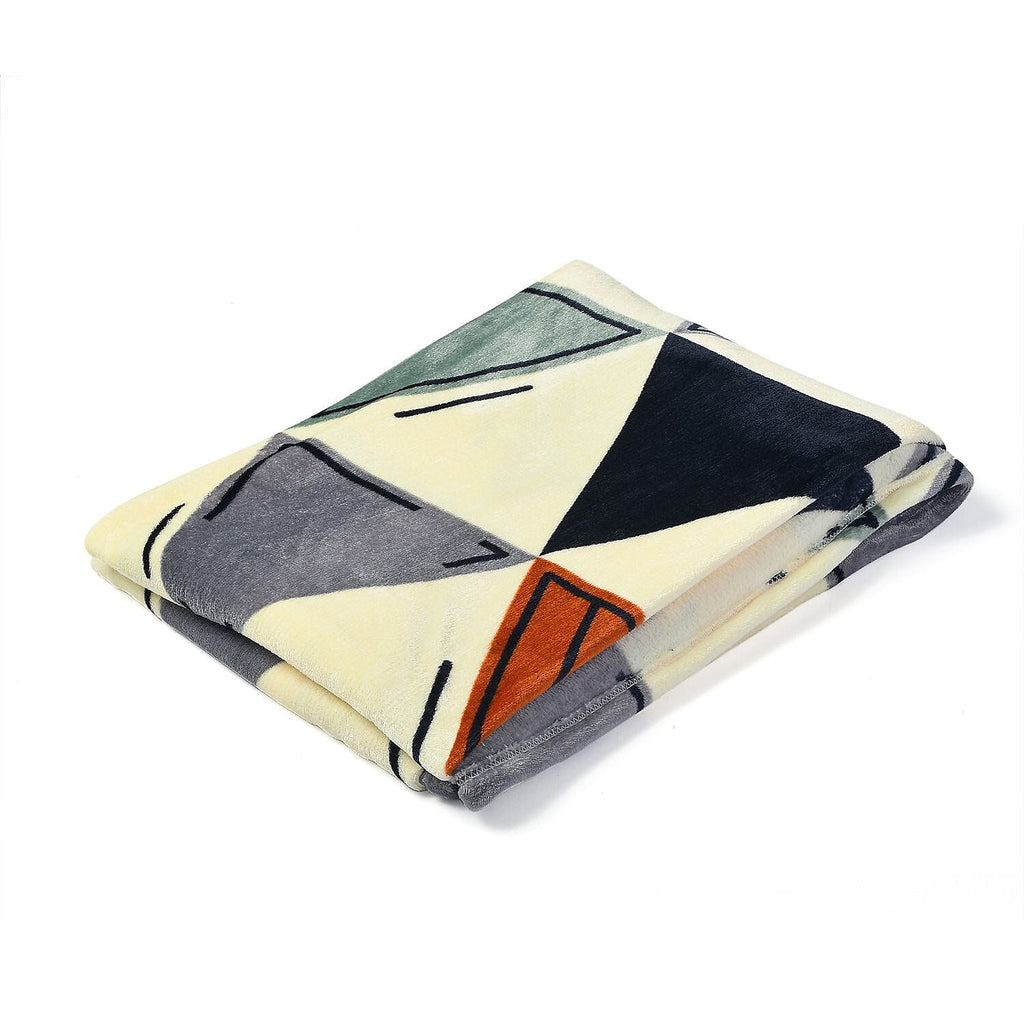 Flannel Printed Blanket (Size 200x1 cm) - Beige & Multicolor