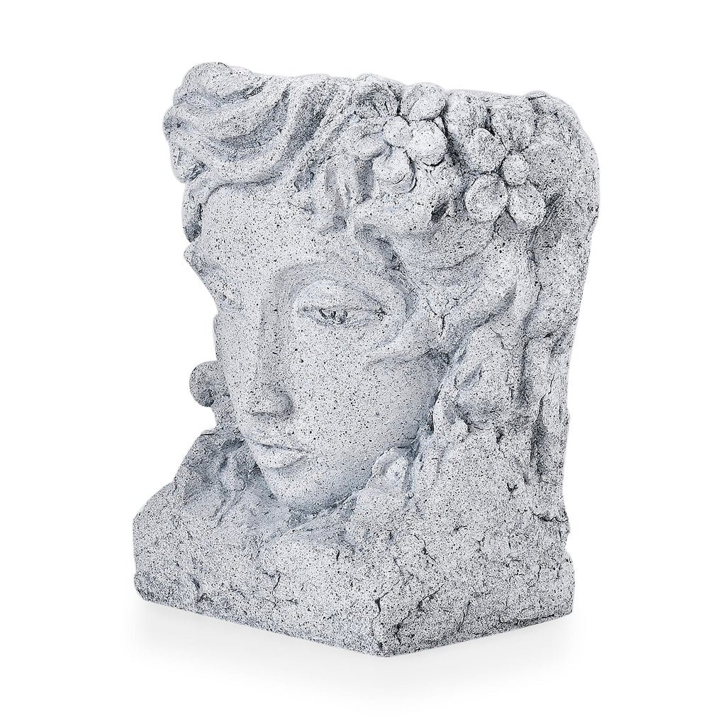 Decorative Women Head Shaped Planter - Stone texture