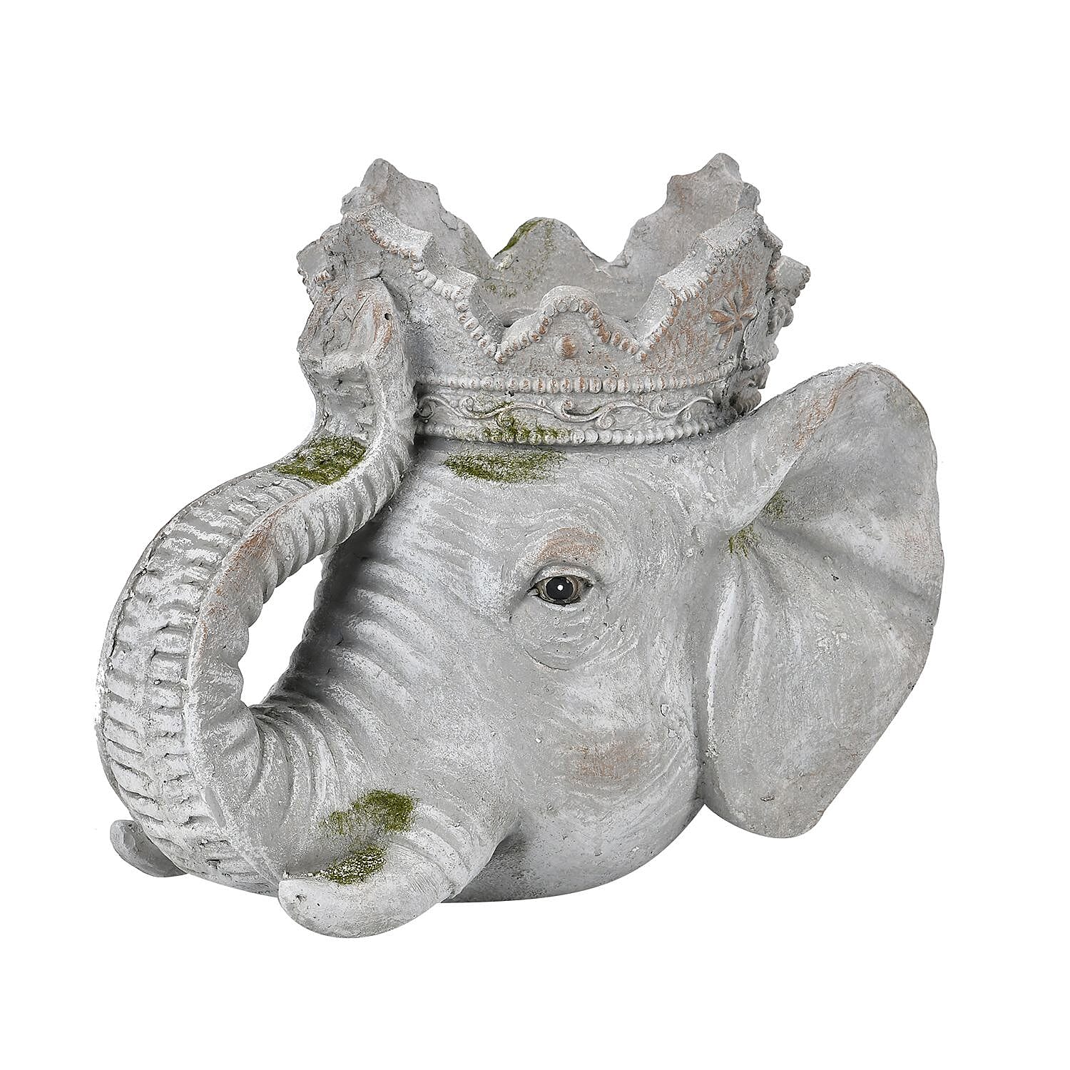 Elephant Head with Crown Statue Pot for Plants (Size  36.5x29.5x29.5cm)