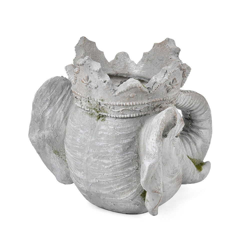 Elephant Head with Crown Statue Pot for Plants (Size  36.5x29.5x29.5cm)