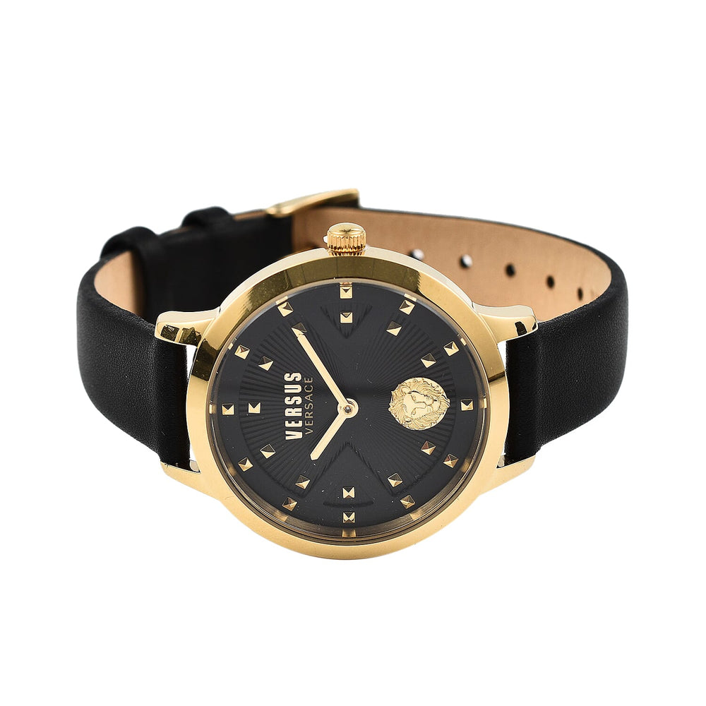 VERSACE VERSUS Black - Gold Watch With Genuine Leather Strap With Packaging