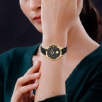 VERSACE VERSUS Black - Gold Watch With Genuine Leather Strap With Packaging