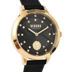 VERSACE VERSUS Black - Gold Watch With Genuine Leather Strap With Packaging