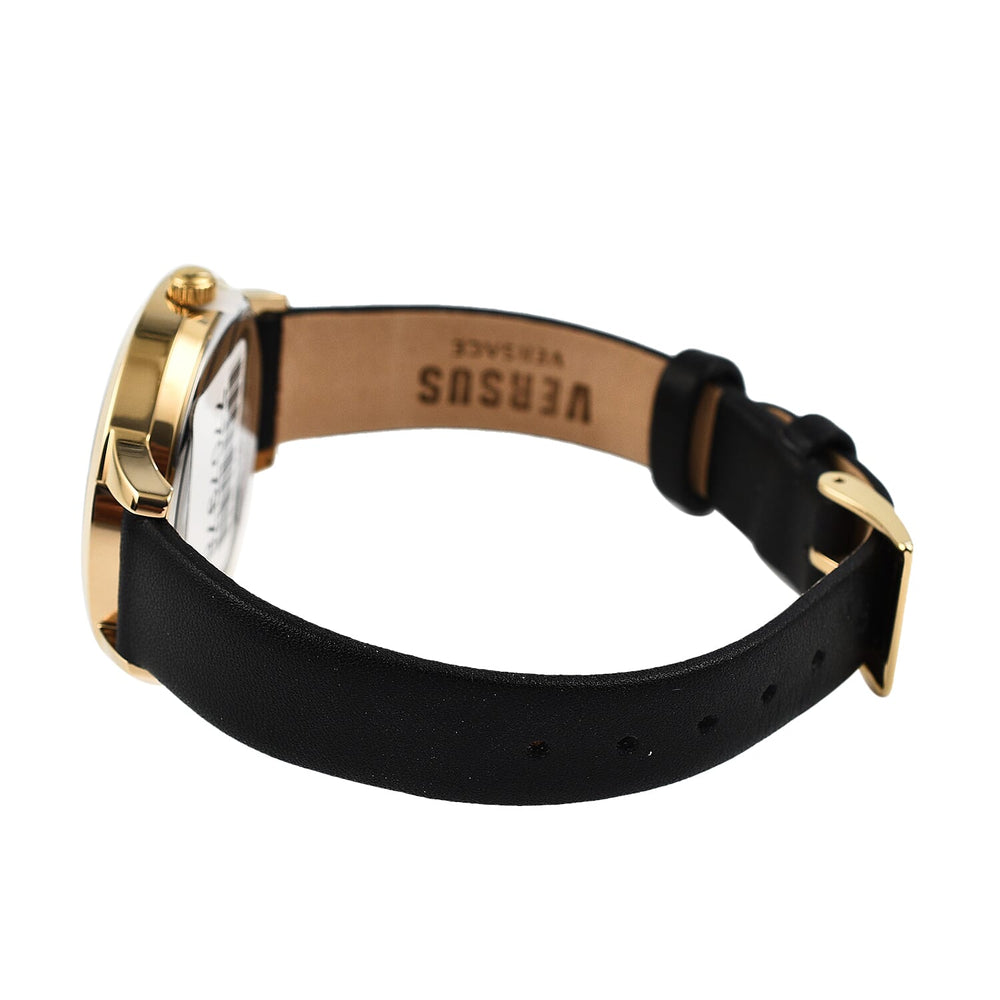 VERSACE VERSUS Black - Gold Watch With Genuine Leather Strap With Packaging