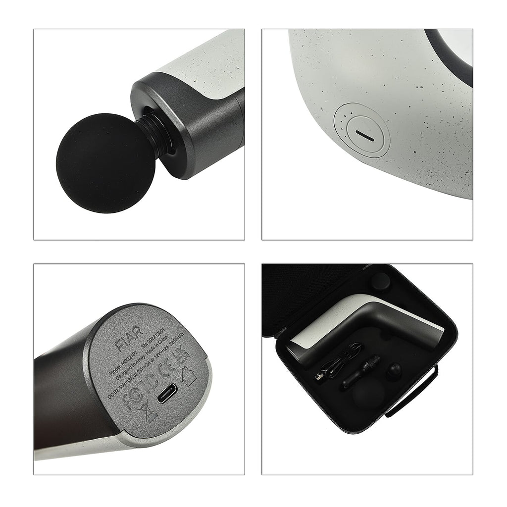 FIAR Muscle Massage Device, Portable Electric Muscle Massager with 5 Speed Heads 12mm Amplitude (2500mAh Large Battery Capacity)