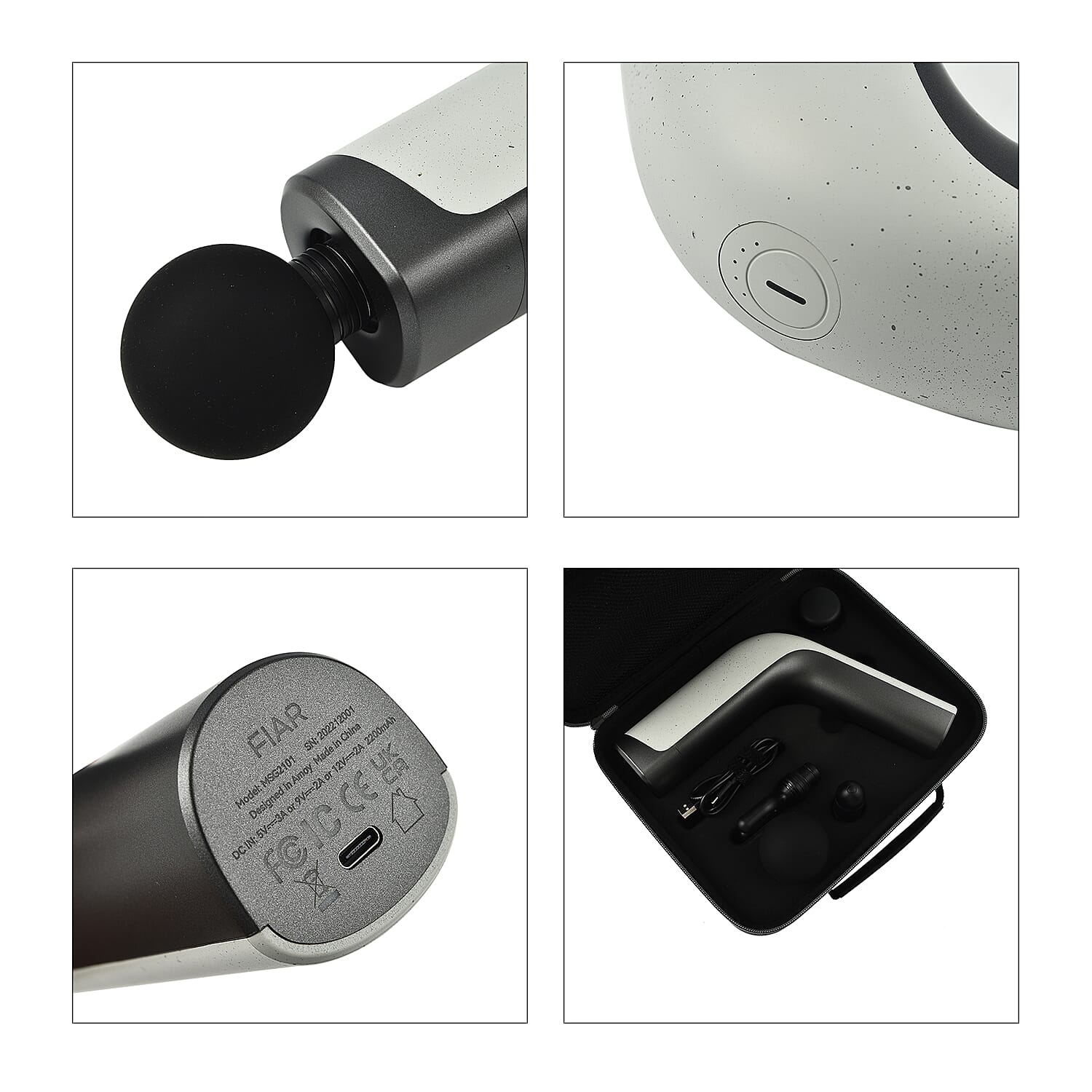 FIAR Muscle Massage Device, Portable Electric Muscle Massager with 5 Speed Heads 12mm Amplitude (2500mAh Large Battery Capacity)