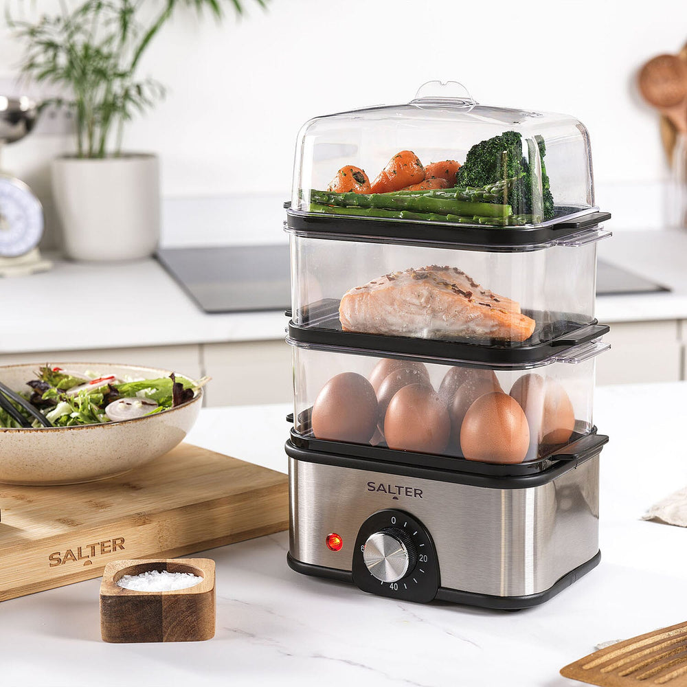 SALTER Compact 3-Tier Food Steamer (3 Steam Basketx3L)