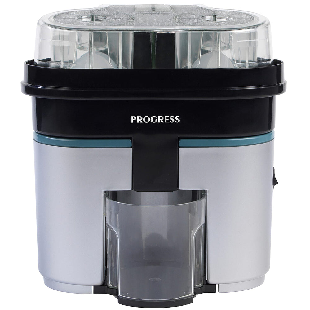 PROGRESS Slice & Juice Electric Juicer with Built in Slicer - Black - Twin Citrus Juicer with Built-in Slicer, Dual Juicing Function, 500ml Container, Removable Cone Attachments & Strainer
