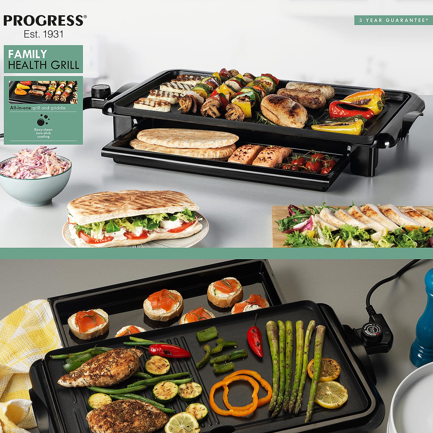 Grill Pan and Griddle (Size 33x10x60 cm) - Black