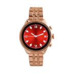 LIQUIDATION DEAL- Rose Gold Dial Crystal Studded Smartwatch with Daily Fit App & 4 Piece Different Spare Straps (Compatible with Android 5, Apple iOS 9 or Above)