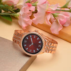 LIQUIDATION DEAL- Rose Gold Dial Crystal Studded Smartwatch with Daily Fit App & 4 Piece Different Spare Straps (Compatible with Android 5, Apple iOS 9 or Above)