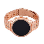 LIQUIDATION DEAL- Rose Gold Dial Crystal Studded Smartwatch with Daily Fit App & 4 Piece Different Spare Straps (Compatible with Android 5, Apple iOS 9 or Above)