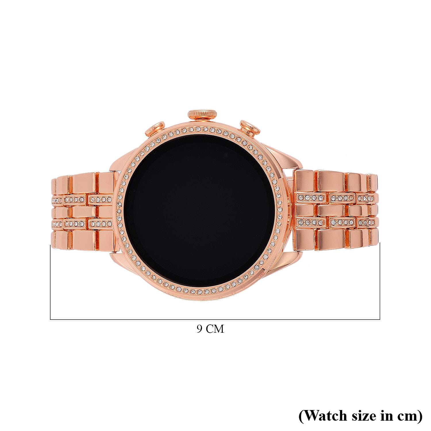 LIQUIDATION DEAL- Rose Gold Dial Crystal Studded Smartwatch with Daily Fit App & 4 Piece Different Spare Straps (Compatible with Android 5, Apple iOS 9 or Above)