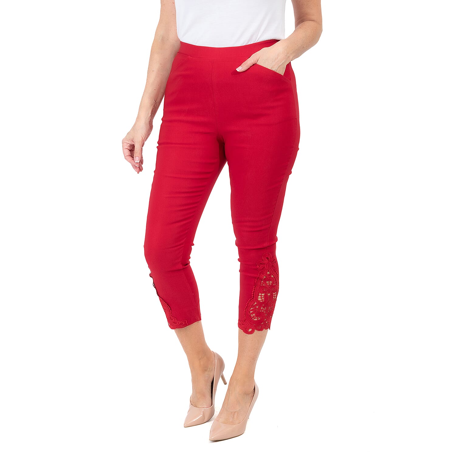 Closeout Deal - Maison Crotchet Bengaline Trouser (Size S)  - Brick Red