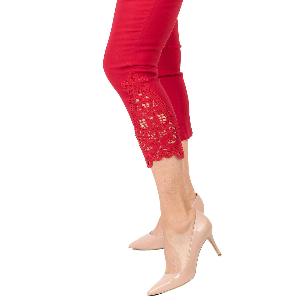 Closeout Deal - Maison Crotchet Bengaline Trouser (Size S)  - Brick Red