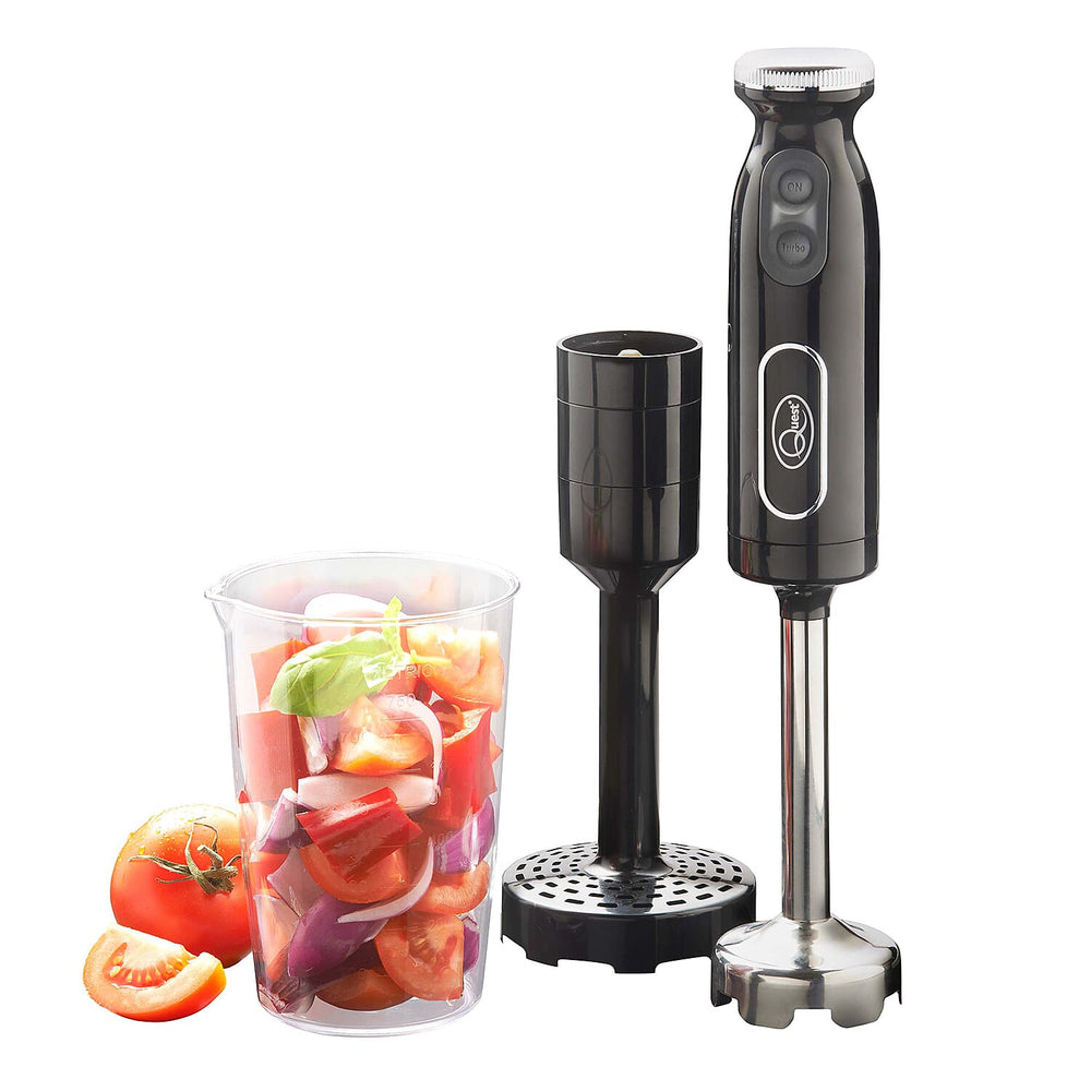 Quest- 2-in-1 Turbo Blender with Masher (700W, 4 Leaf) - Black