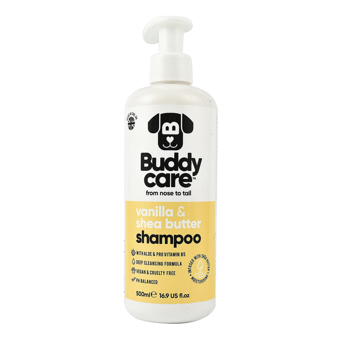 Buddy Care Vanilla - Shea Butter Dog Shampoo with Aloe - Pro Vitamin B5 - 500ml