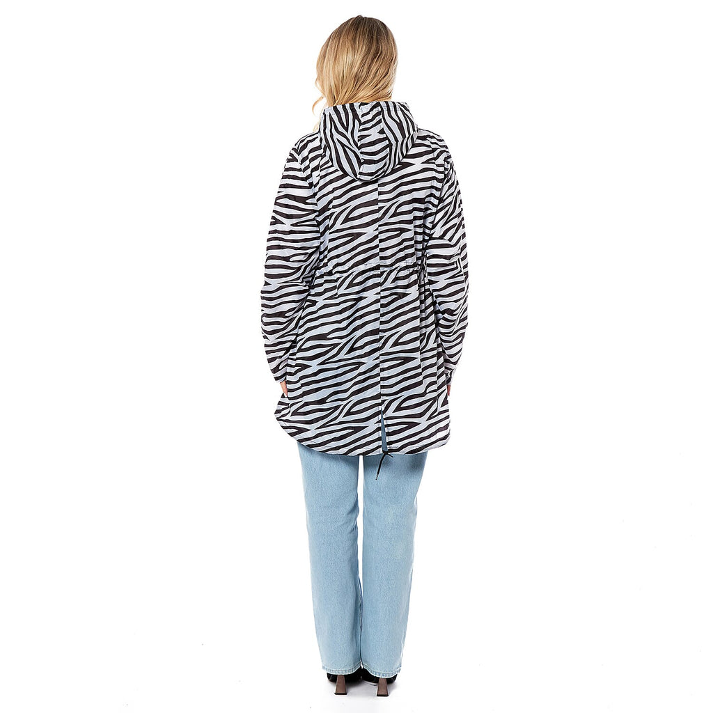 EMMA Zebra Pattern Rain Jacket (Size S,8-10) - Black & White