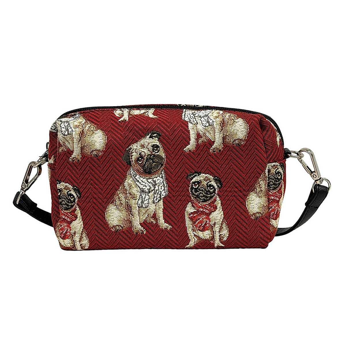 Signare Tapestry Fabric Crossbody Bag (Size 7x24x16 cm) - Maroon