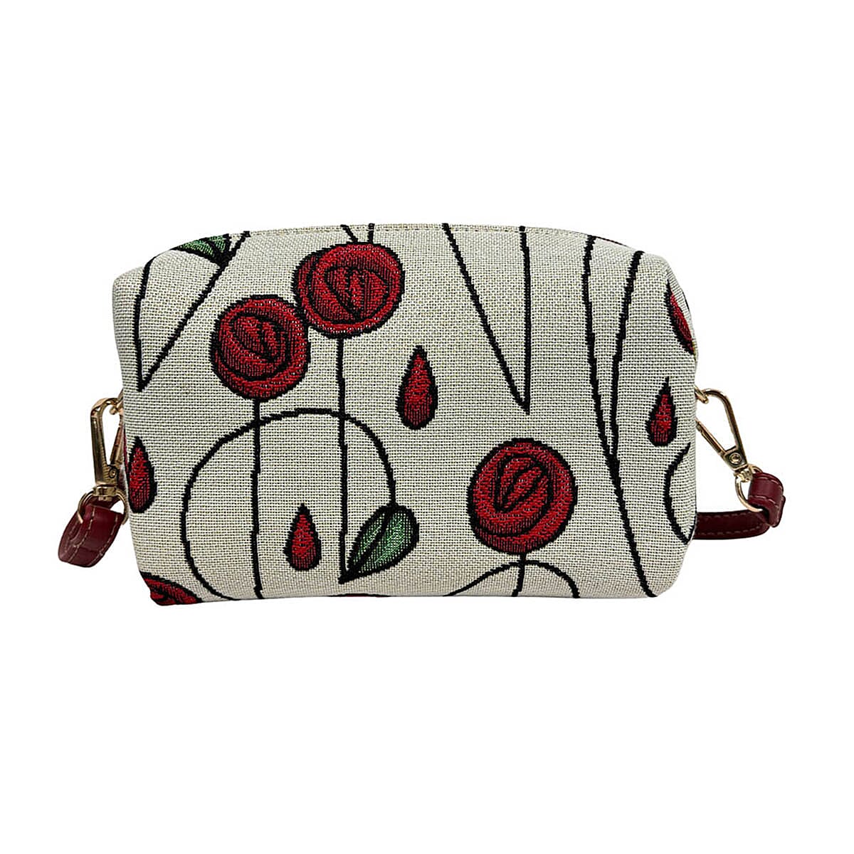 Signare Tapestry Fabric Crossbody Bag (Size 7x24x16 cm) - Cream
