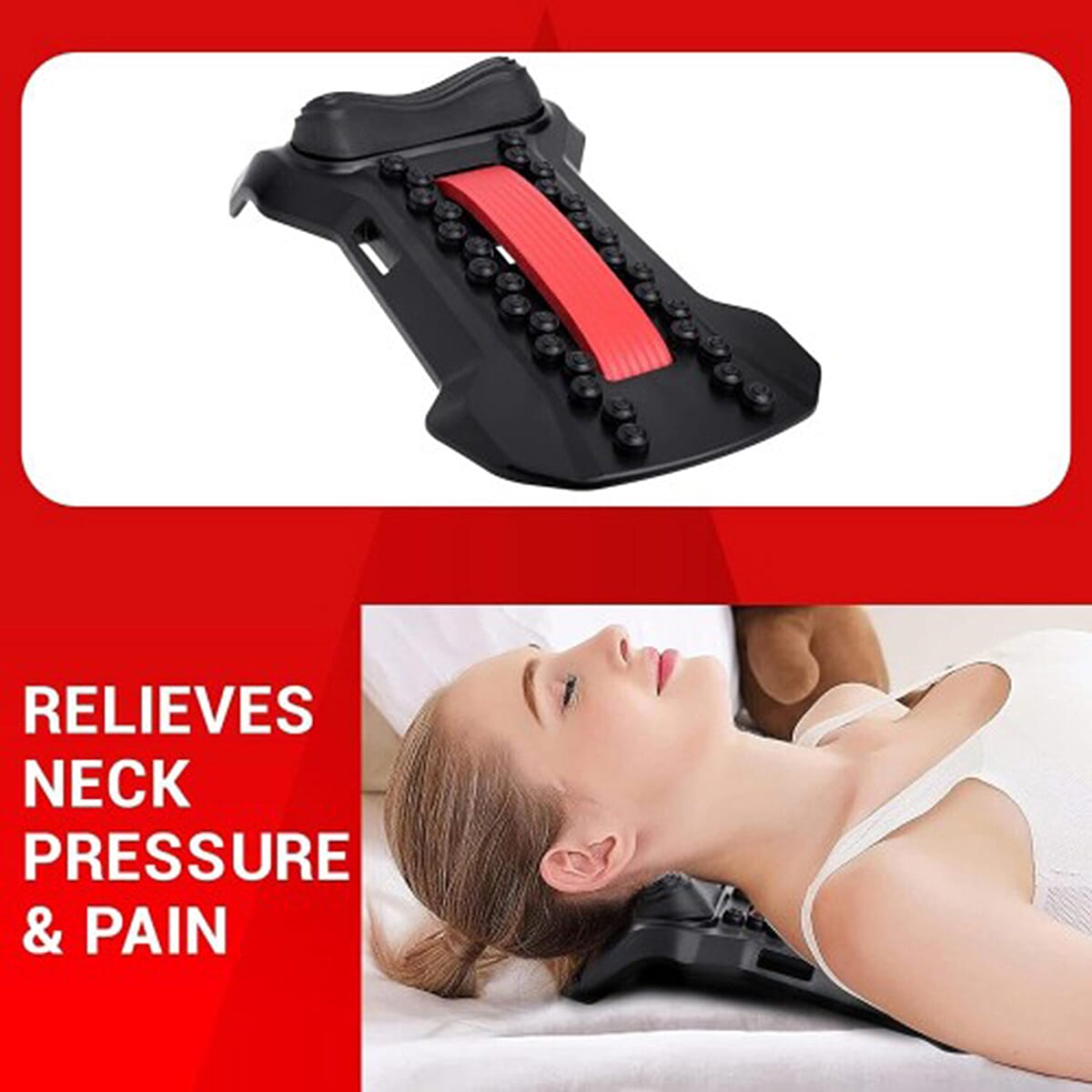 GMP SPORTS 2-in-1 Back - Neck Stretcher Posture Corrector Massager Lumbar Support Pain Tension