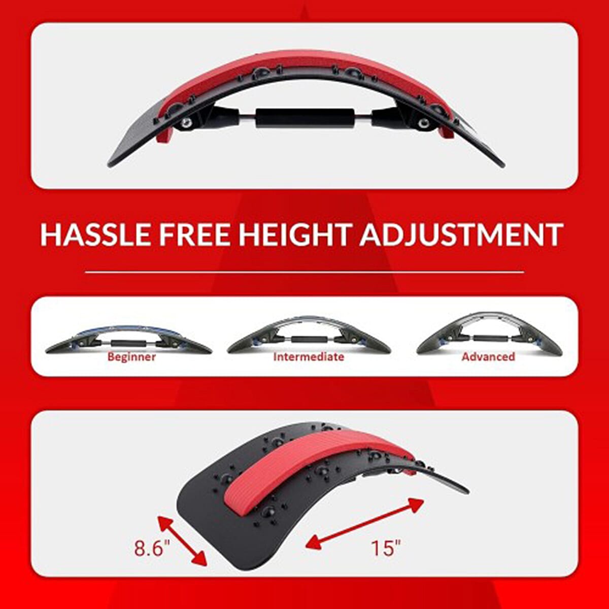 GMP SPORTS 2-in-1 Back - Neck Stretcher Posture Corrector Massager Lumbar Support Pain Tension