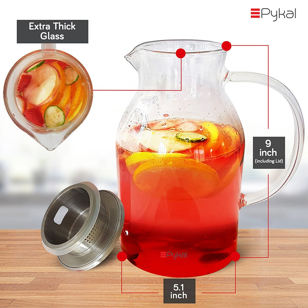 Pykal Hot - Cold Glass Jug with Lid 2L