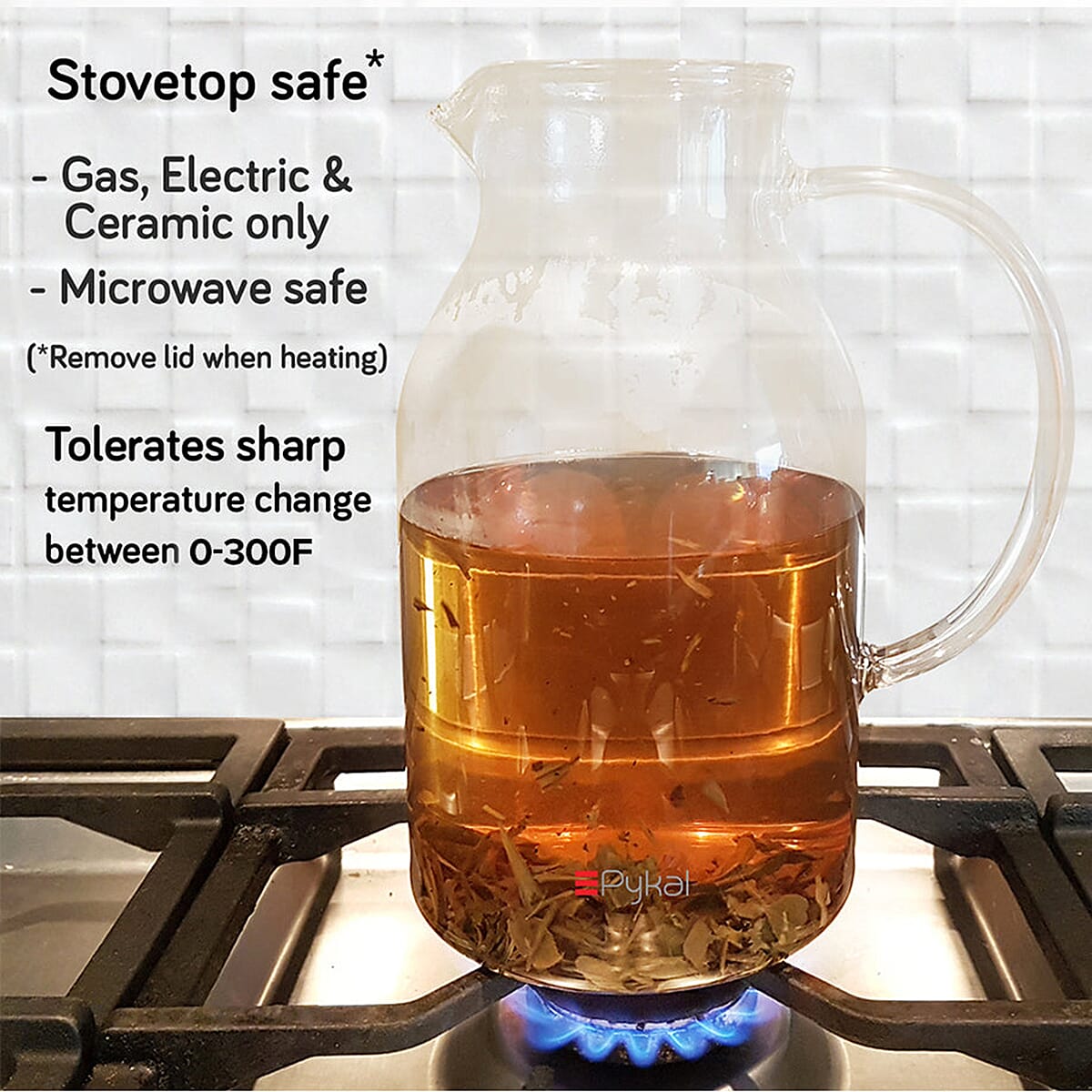 Pykal Hot - Cold Glass Jug with Lid 2L