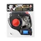 Retractable Pet Leash - Flashlight with Built in Poop Bag Holder (10 Pcs Inc.)