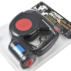 Retractable Pet Leash - Flashlight with Built in Poop Bag Holder (10 Pcs Inc.)