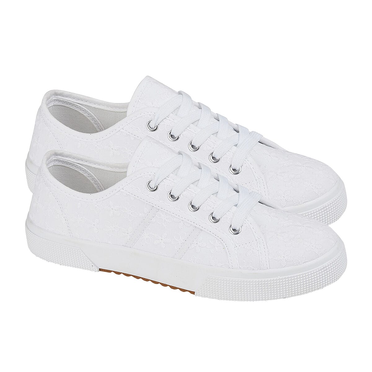 Joe - Joe ZITA Broderie Anglaise Pump on Chunky Ladies Sho (Size 3) - White