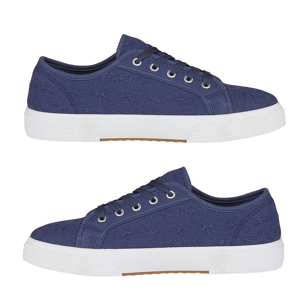Joe - Joe ZITA Broderie Anglaise Pump on Chunky Ladies Shoe (Size 5) - Navy