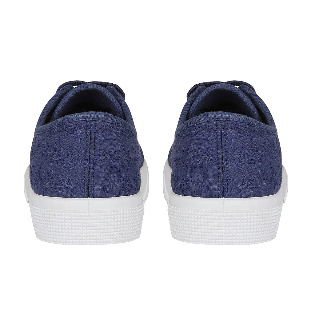 Joe - Joe ZITA Broderie Anglaise Pump on Chunky Ladies Shoe (Size 5) - Navy