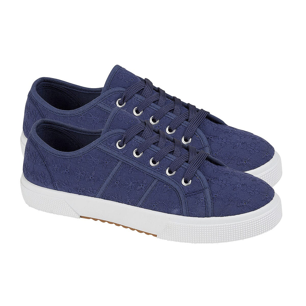 Joe - Joe ZITA Broderie Anglaise Pump on Chunky Ladies Shoe (Size 6) - Navy