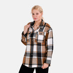 La Marey Check Pattern Long Length Shirt (Size M) - Brown