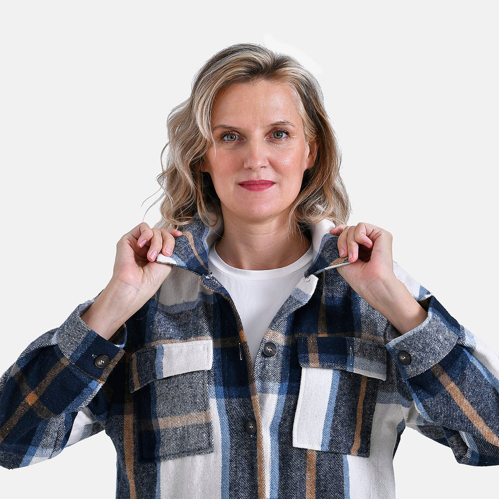 La Marey Brushed Checked Shirt (Size 12 to 14) - Dark Blue