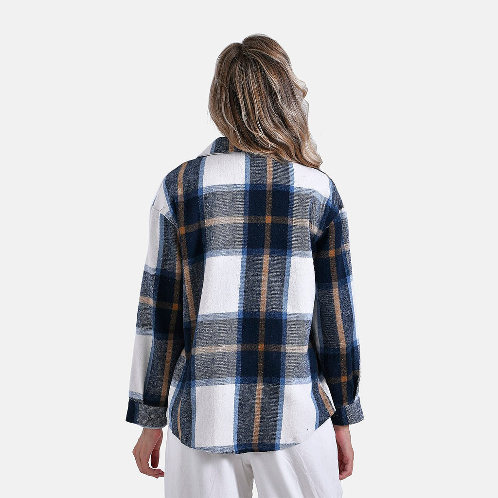 La Marey Brushed Checked Shirt (Size 16 to 18) - Dark Blue