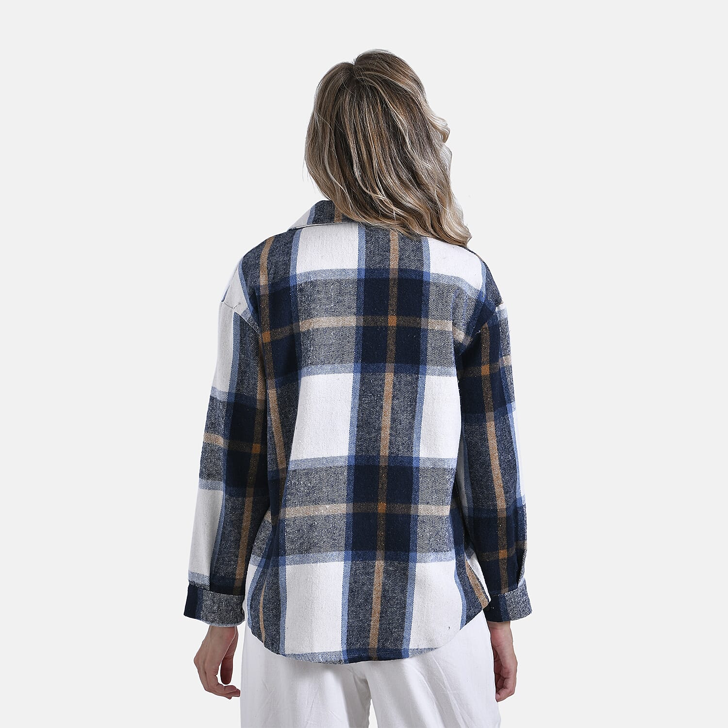 La Marey Brushed Checked Shirt (Size 16 to 18) - Dark Blue