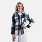 La Marey Brushed Checked Shirt (Size 16 to 18) - Dark Blue