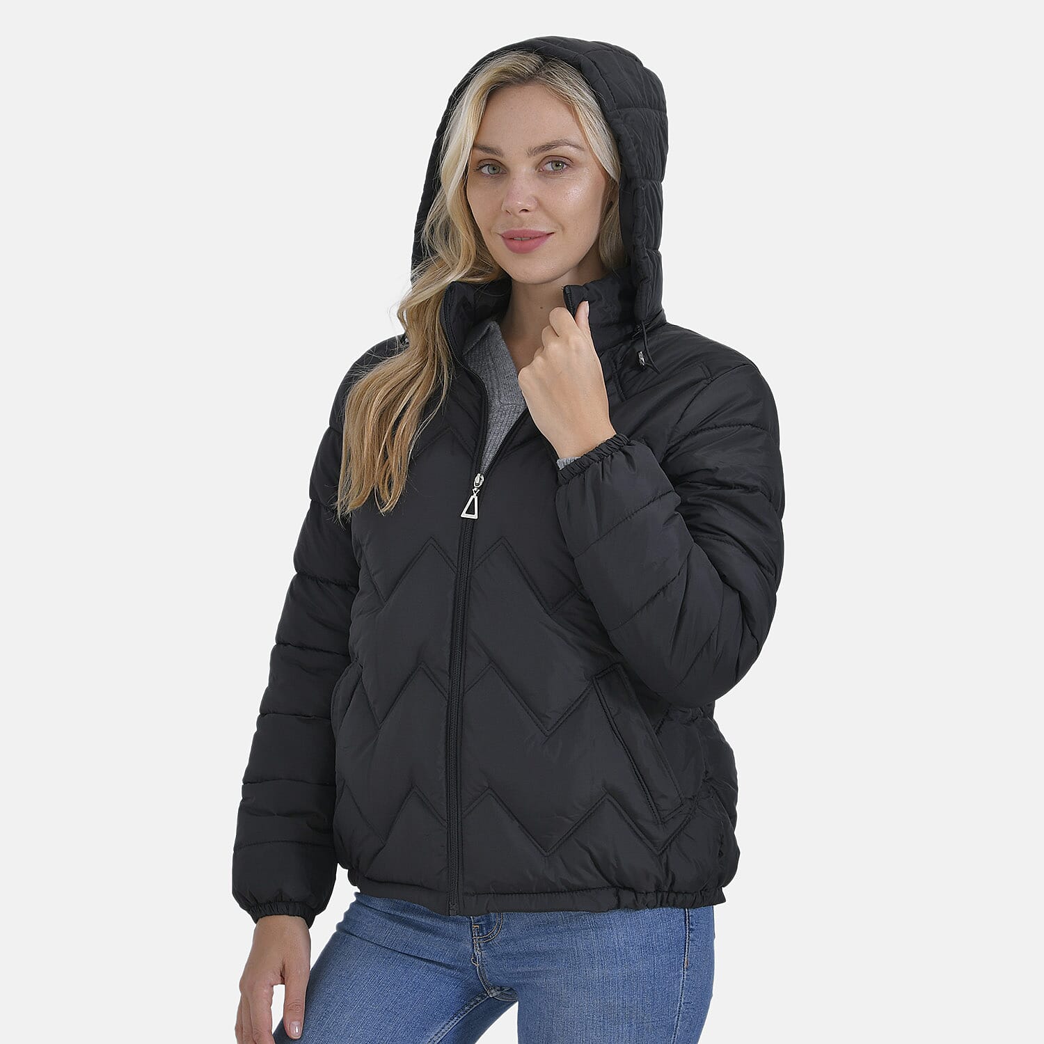 La Marey Lightning-Patterned Jacket (Size 20 to 22) - Black
